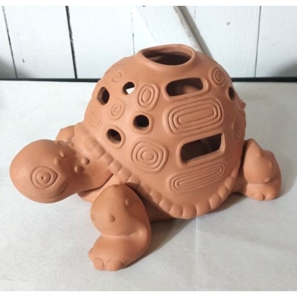 Vintage Partylite Terra-Cotta Tortoise Tea Lite Candle Holder Patio Decor